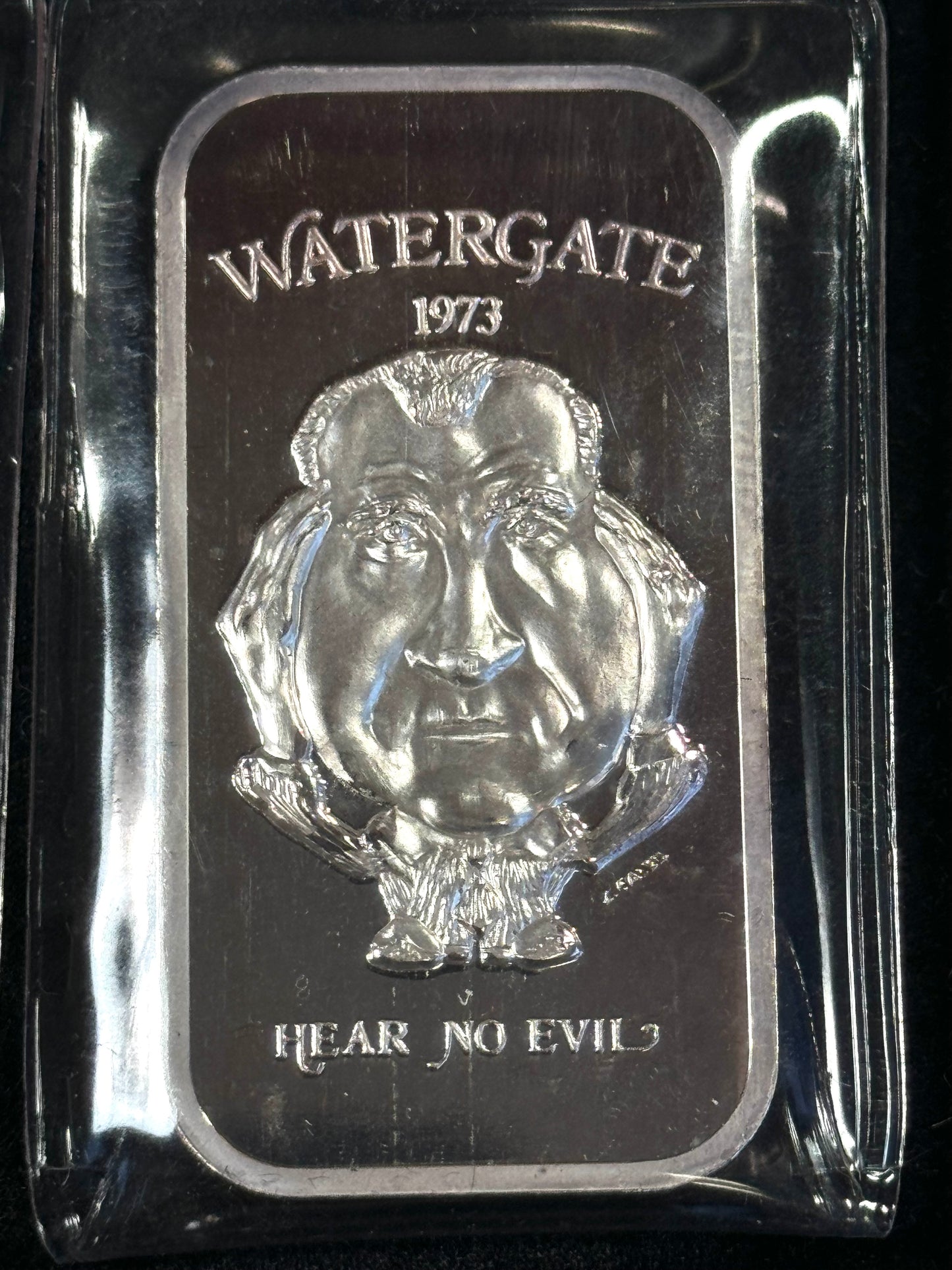 Vintage 1973 Aleo Watergate Nixon See Hear Speak No Evil 3pc Silver Set - 1st Ed #118/974 Box & COA