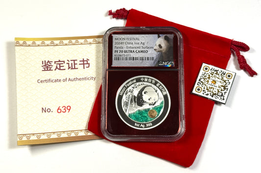 2024 China Moon Festival Enhanced Proof Panda 1 oz .999 Silver Medal PF70UC NGC