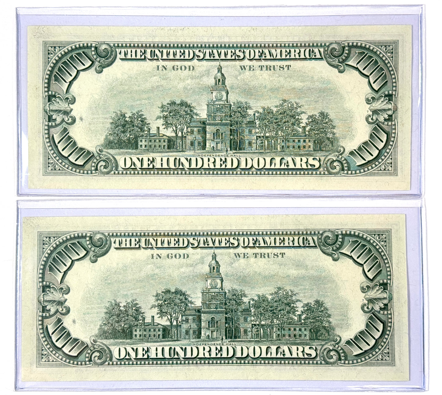 1969 Series Chicago-IL Consecutive $100 Notes Brilliant Uncirculated in Flips - Rare!