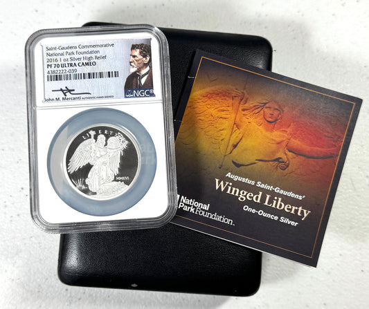 2016 1 Oz Silver High Relief Saint-Gaudens Commemorative PF70 Ultra-Cameo COA