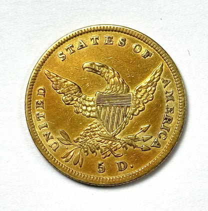 1838 $5 Classic Gold head Half Eagle - Rare! High Grade Dts! Beautiful Coin!