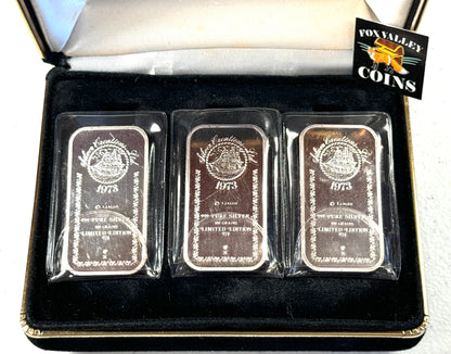 Vintage 1973 Aleo Watergate Nixon See Hear Speak No Evil 3pc Silver Set - 1st Ed #118/974 Box & COA