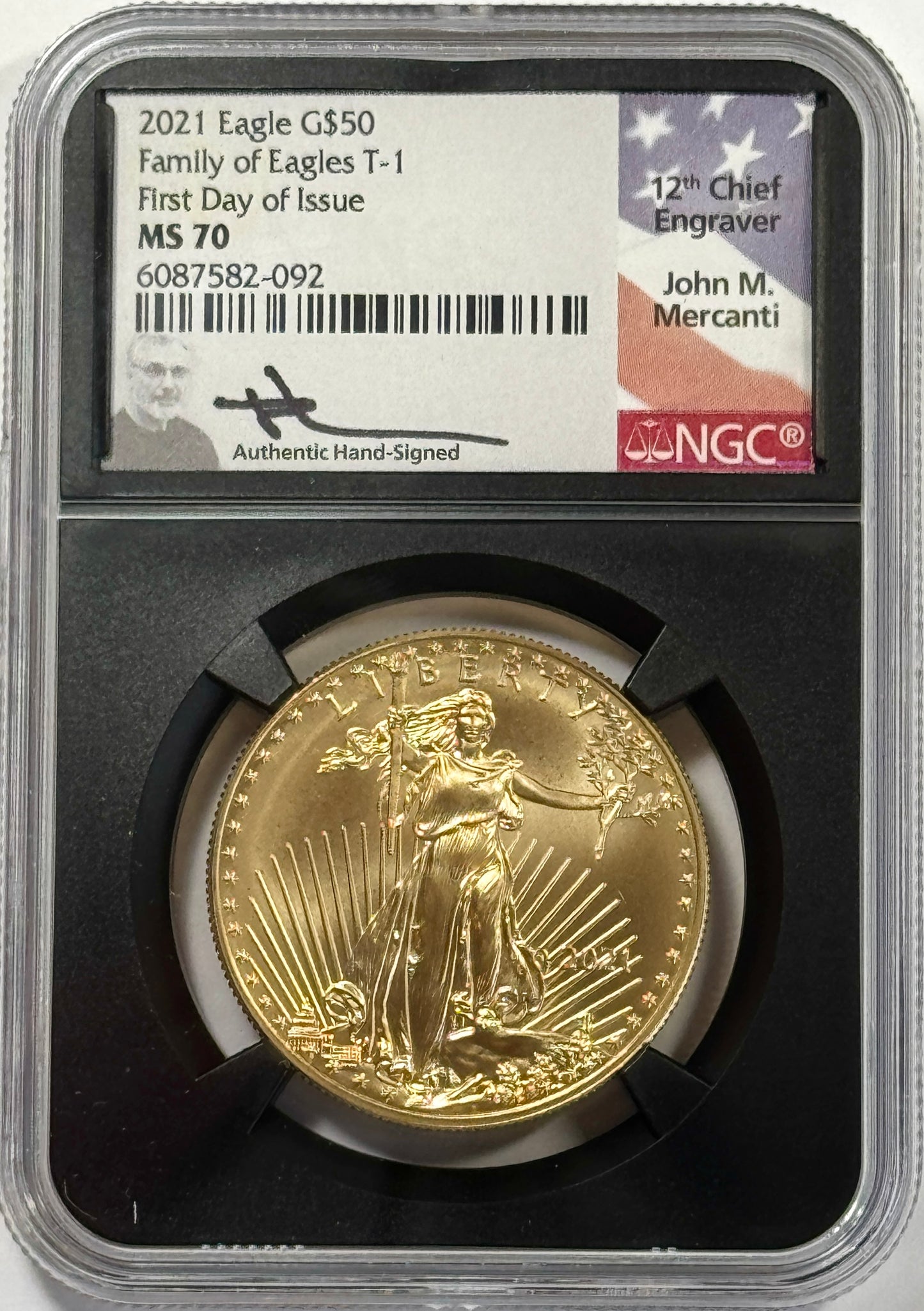 2021 $50 Type-1 American Gold Eagle 1 oz Gold Coin MS70 FDOI NGC - Mercanti