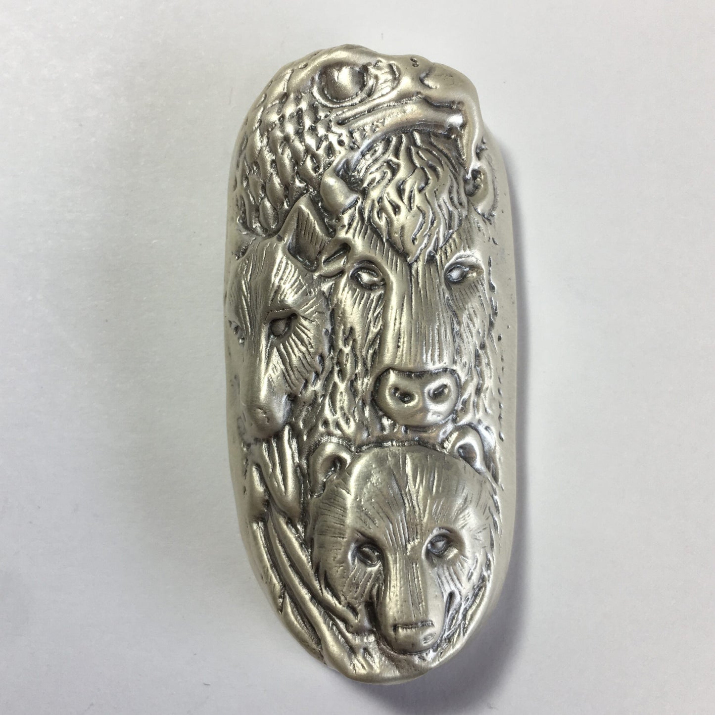 Bison B. Hand Poured 5 Oz Shaped Silver Bar - 4 Animal Totem - Eagle, Wolf, Bear, Bison in Original Packaging