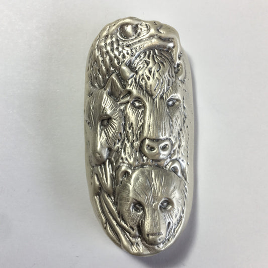 Bison B. Hand Poured 5 Oz Shaped Silver Bar - 4 Animal Totem - Eagle, Wolf, Bear, Bison in Original Packaging