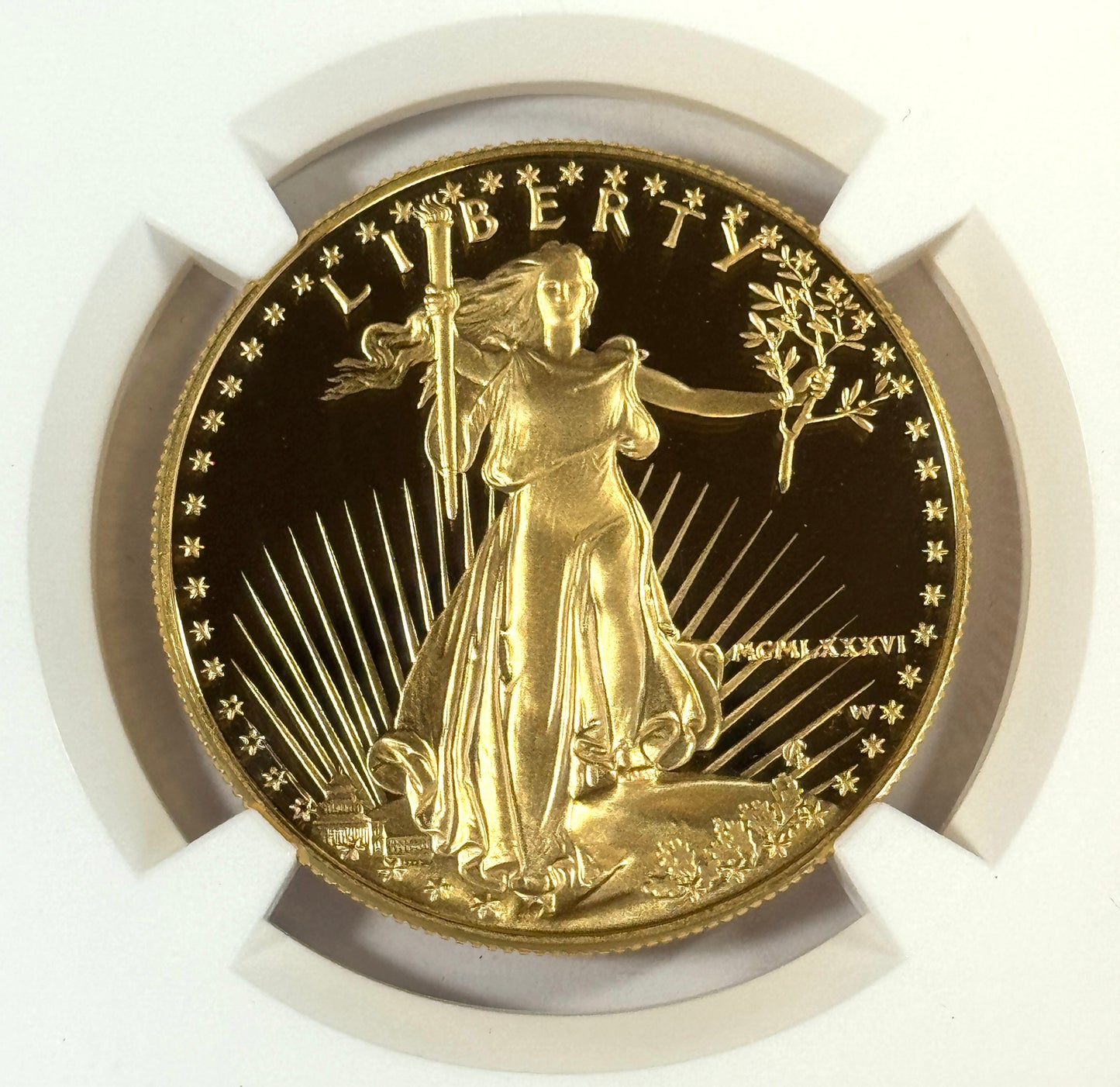 1986-W $50 Proof American Gold Eagle 1 oz Gold Coin PF70UC NGC - Mercanti