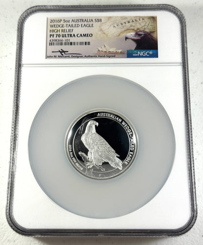 2016-P Australia Proof Wedge Tailed Eagle 5 oz Silver NGC PF70UC HR in OGP - Mercanti