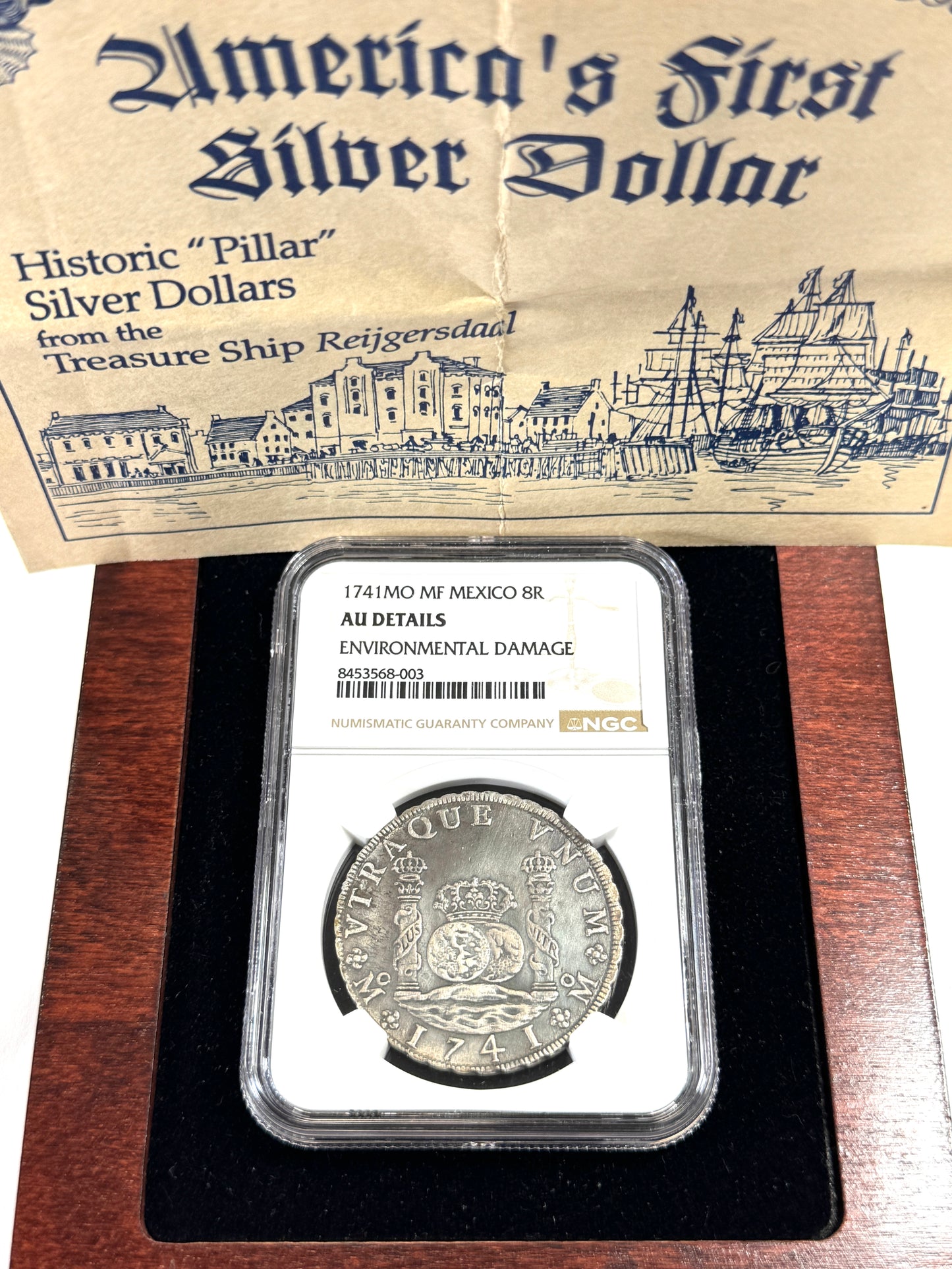 1741 Mexico 8 Reales Silver Coin AU Details - NGC Great Details Nice Seafoam Toning!