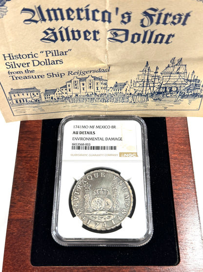 1741 Mexico 8 Reales Silver Coin AU Details - NGC Great Details Nice Seafoam Toning!