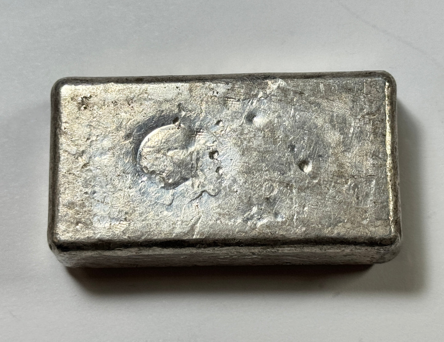 Vintage Johnson Matthey Old Poured 10 oz Silver Bar - Small Logo Absent Serial Number - Hard Find!