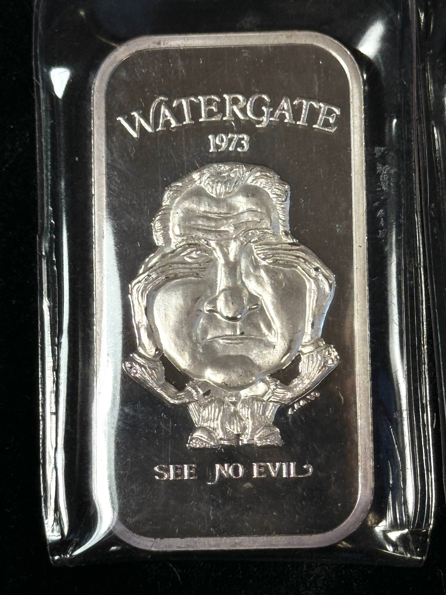 Vintage 1973 Aleo Watergate Nixon See Hear Speak No Evil 3pc Silver Set - 1st Ed #118/974 Box & COA