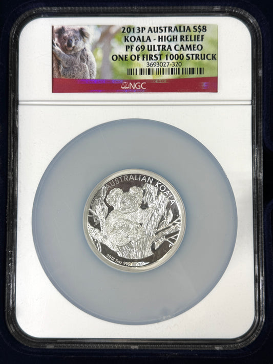2013-P Australia Proof Koala High Relief 5 oz Silver NGC PF69 UC 1 of First 1000 Struck