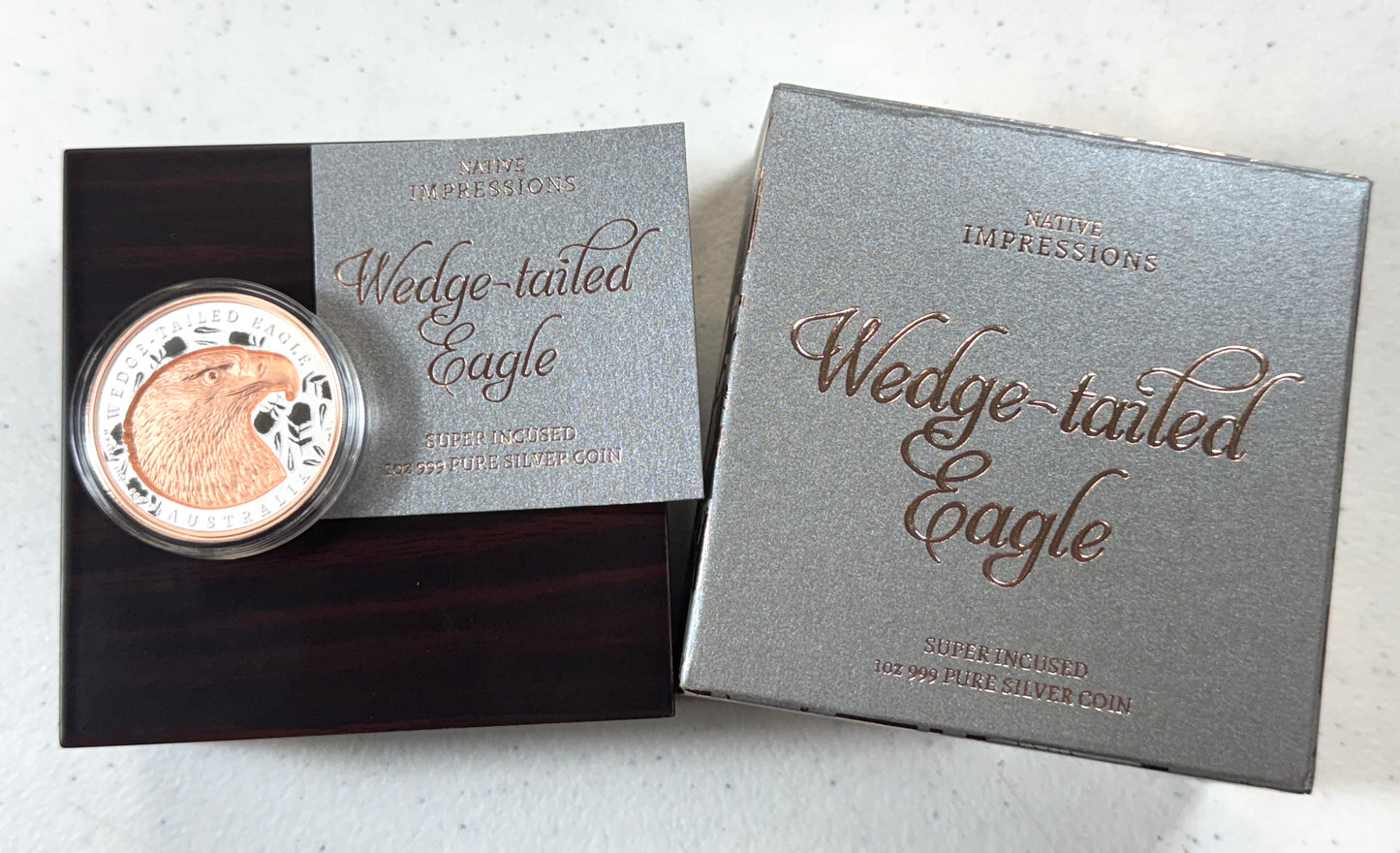 2026 Niue Native Impressions WEDGE TAILED EAGLE 1 Oz Silver Incuse Rose-Gold in OGP