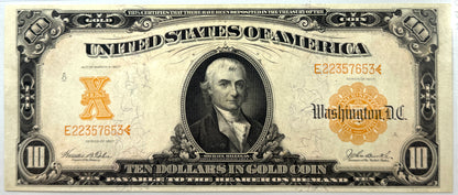 1907 $10 Gold Certificate Gold Seal Fr# 1172 PMG AU55