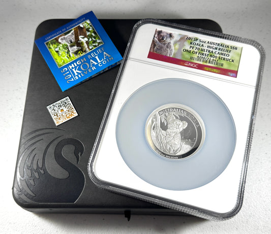 2015-P Australia Proof Koala High Relief 5 oz Silver NGC PF70 UC 1 of First 800 Struck