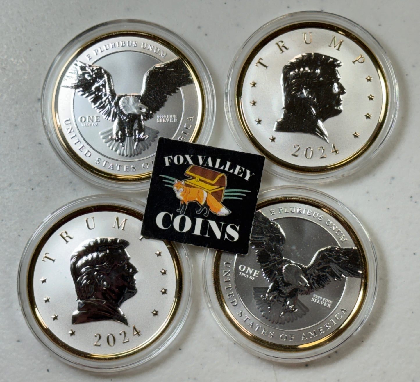 2024 Donald Trump 1 oz Silver Presidential Medal Gold Gilded in Capsule