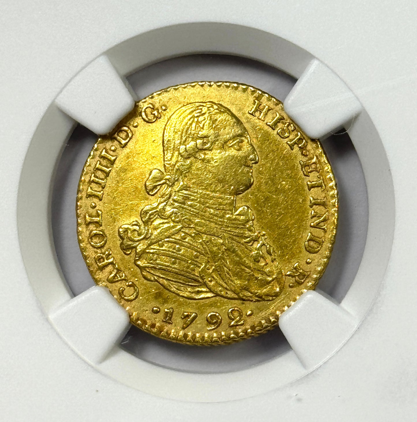 1792 NRJJ Colombia Gold Charles IV 2 Escudos Gold Coin 2E - AU Details NGC