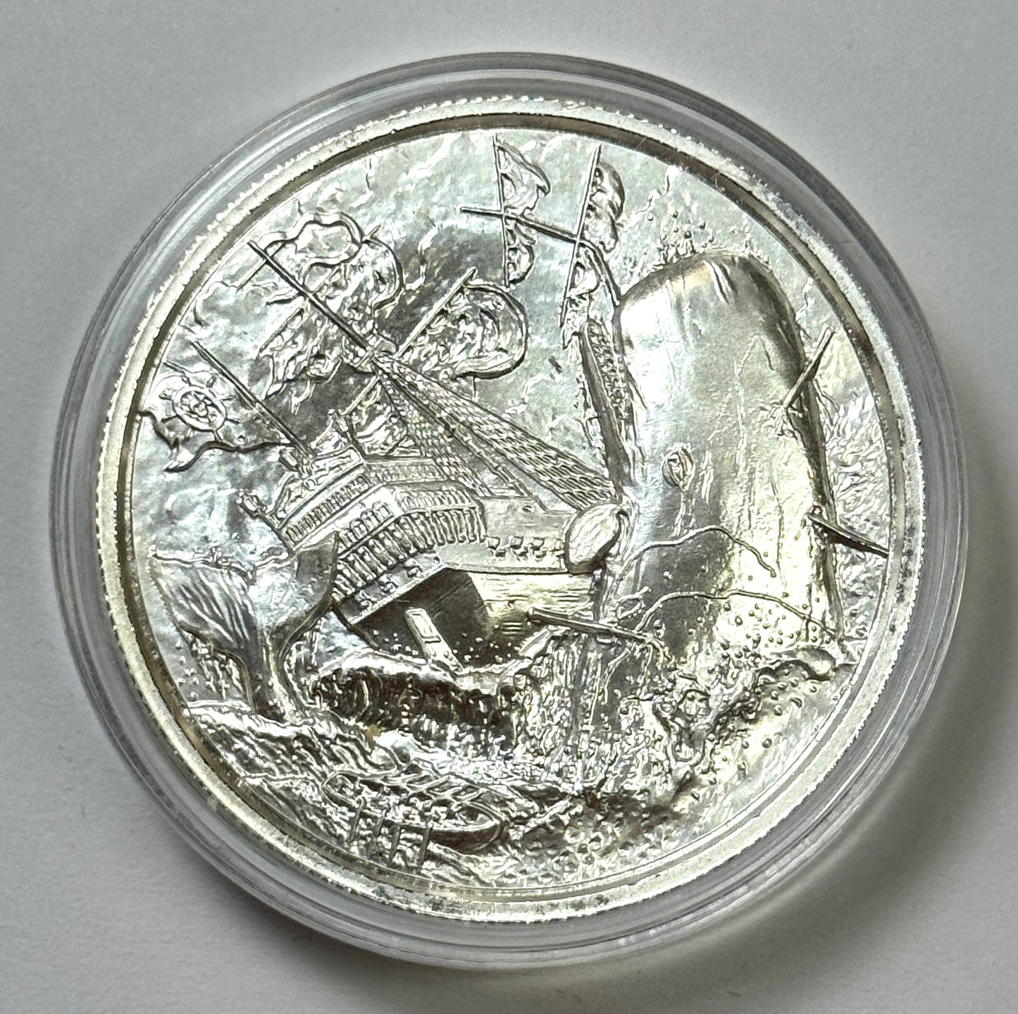 The White Whale Privateer Series 2 oz Silver Ultra-High Relief Round in Cap