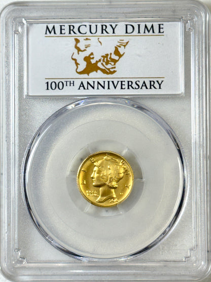2016-W Gold Mercury Dime 1/10 oz Gold Coin - PCGS SP70 - First Strike!