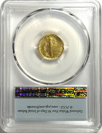 2016-W Gold Mercury Dime 1/10 oz Gold Coin - PCGS SP70 - First Day of Issue w/COA
