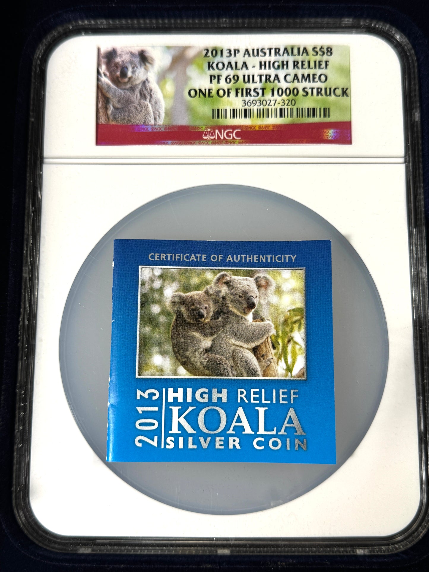 2013-P Australia Proof Koala High Relief 5 oz Silver NGC PF69 UC 1 of First 1000 Struck