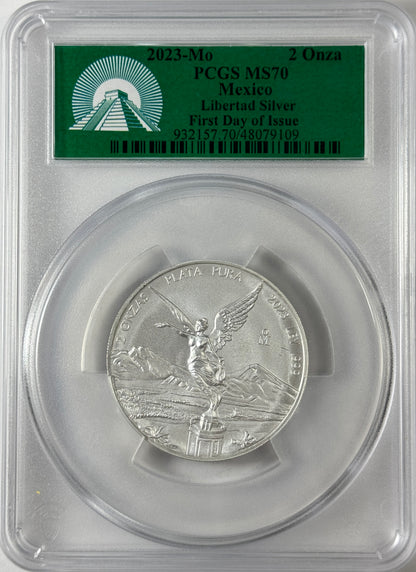 2023 Mexico Silver Libertad 2 oz Silver Coin - MS70 PCGS - Perfect Grade