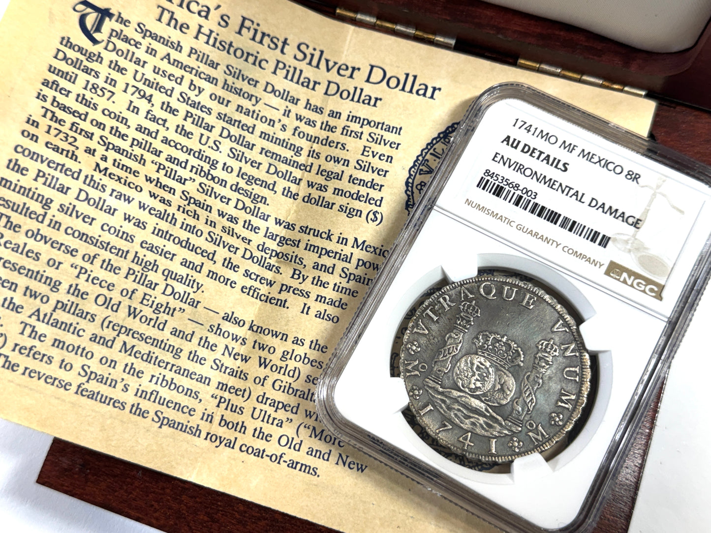 1741 Mexico 8 Reales Silver Coin AU Details - NGC Great Details Nice Seafoam Toning!