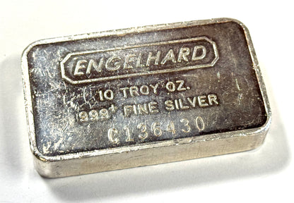 Vintage Engelhard 12th Series 10 Oz Silver Bar - Fully Pebbled Finish C-136430