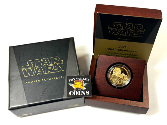 2021 Niue $25 Star Wars Anakin Skywalker 1/4 oz Gold Coin in OGP - Limited ED.