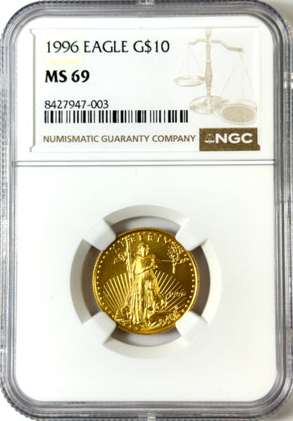 1996 $10 Gold American Eagle - 1/4 Oz Gold - NGC MS69 - Scarce Key Date
