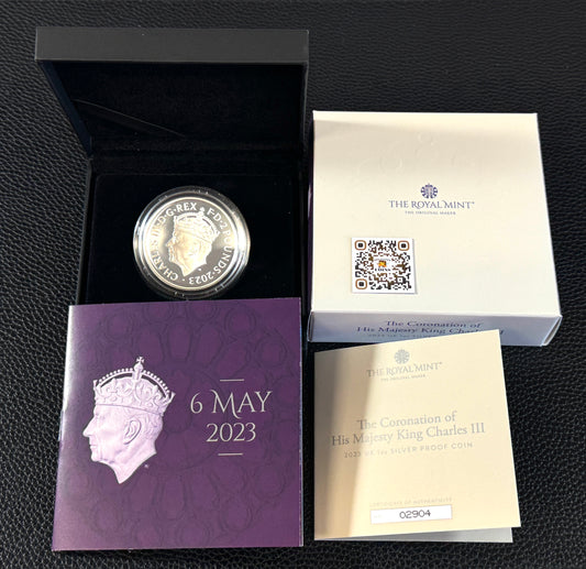 2023 UK The Coronation of His Majesty King Charles III 1 oz Silver Proof Coin in OGP