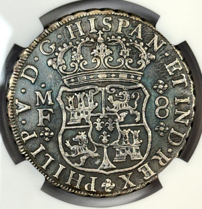 1741 Mexico 8 Reales Silver Coin AU Details - NGC Great Details Nice Seafoam Toning!