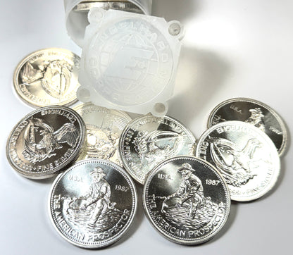 1987 Engelhard Prospector Eagle Reverse Blast white 1 OZ Silver Round