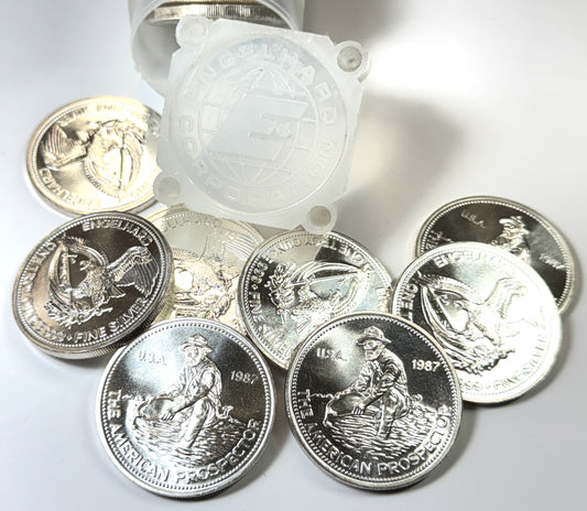 1987 Engelhard Prospector Eagle Reverse Blast white 1 OZ Silver Round