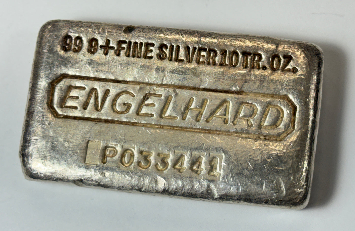 Vintage 7th series Engelhard 10oz Silver Bar Waffle Back cast Finish #P033441