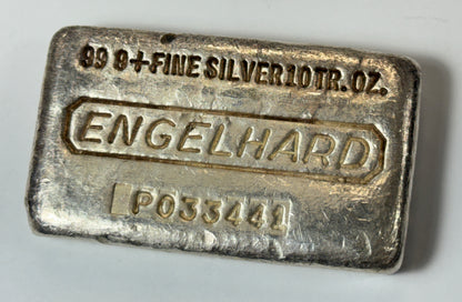 Vintage 7th series Engelhard 10oz Silver Bar Waffle Back cast Finish #P033441