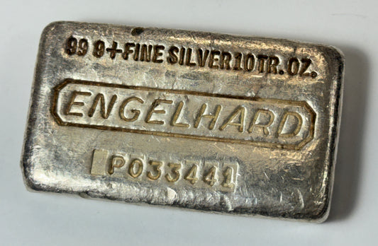 Vintage 7th series Engelhard 10oz Silver Bar Waffle Back cast Finish #P033441
