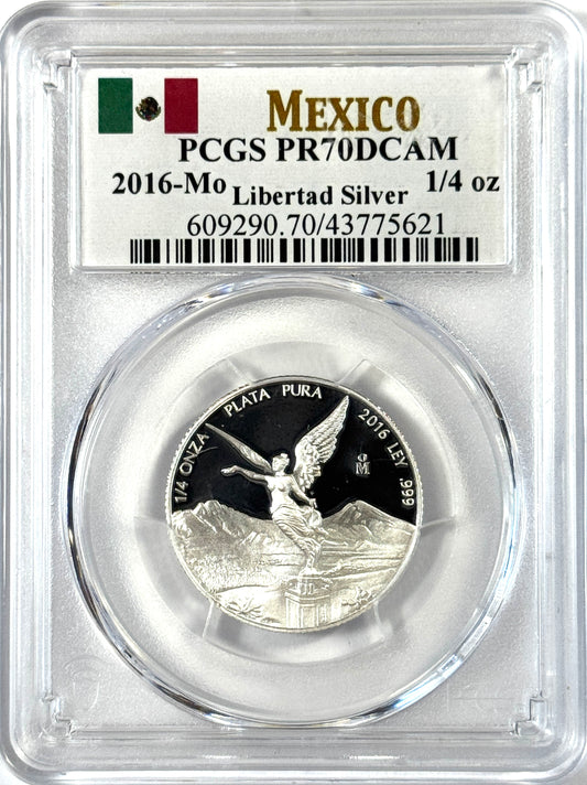 2016 Mexico 1/4 oz Proof Silver Libertad - PR70DCAM PCGS - Mexican Flag Label