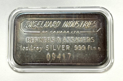 1968 Vintage Engelhard Industries of Canada 2nd series 1 Oz Silver Bar Nice Toning!
