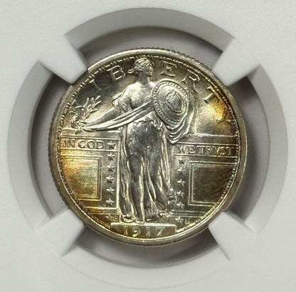 1917-D Standing Liberty Quarter Type-1 - NGC MS64FH (Full Head) Lustrous Coin