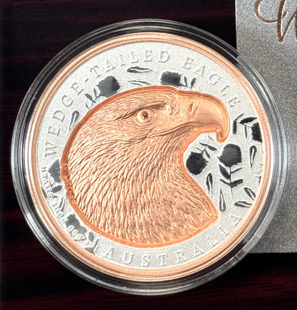 2026 Niue Native Impressions WEDGE TAILED EAGLE 1 Oz Silver Incuse Rose-Gold in OGP