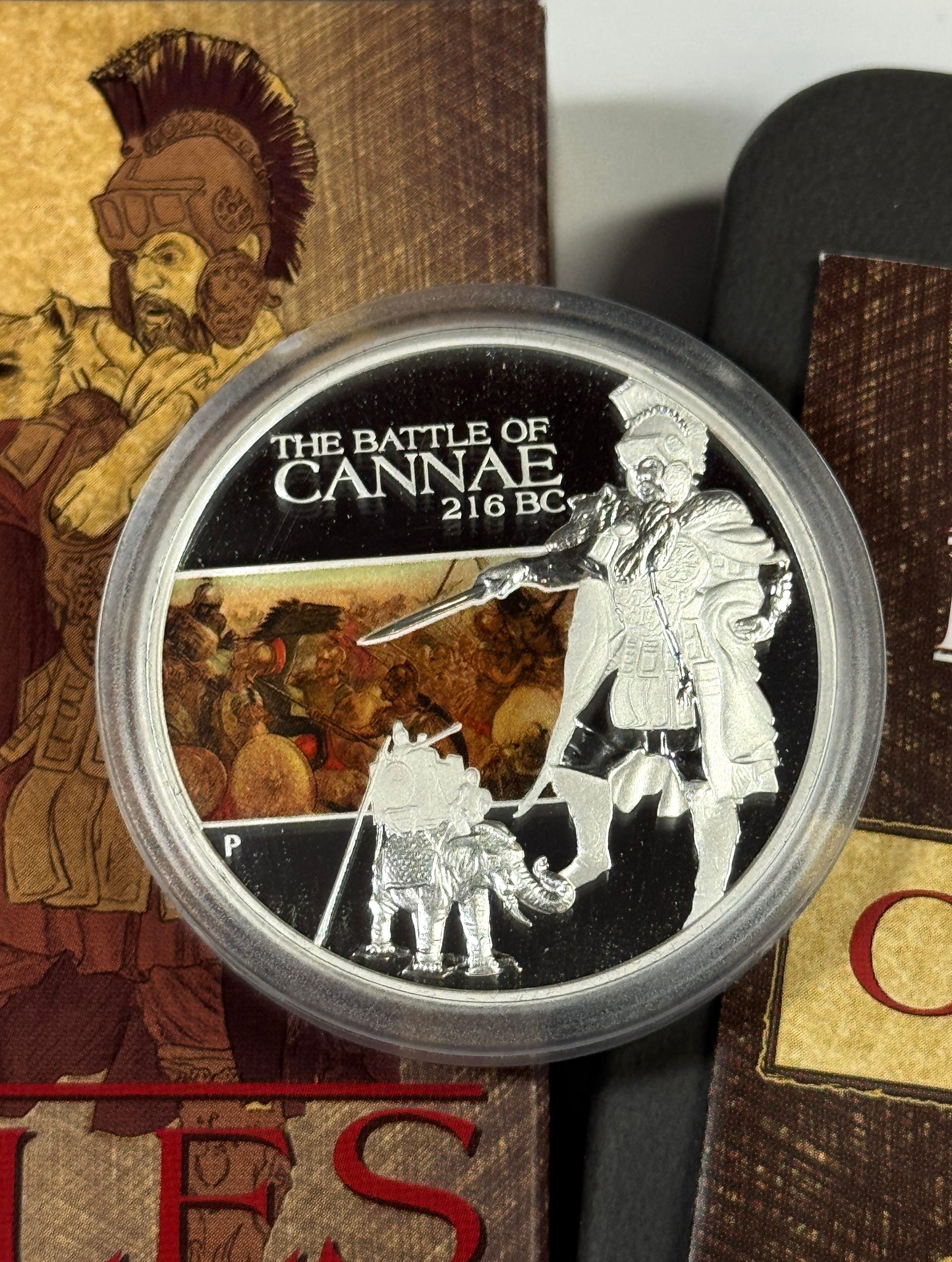 2009 Tuvalu Famous Battle of Cannae 1 oz Proof Colorized Silver Coin in OGP