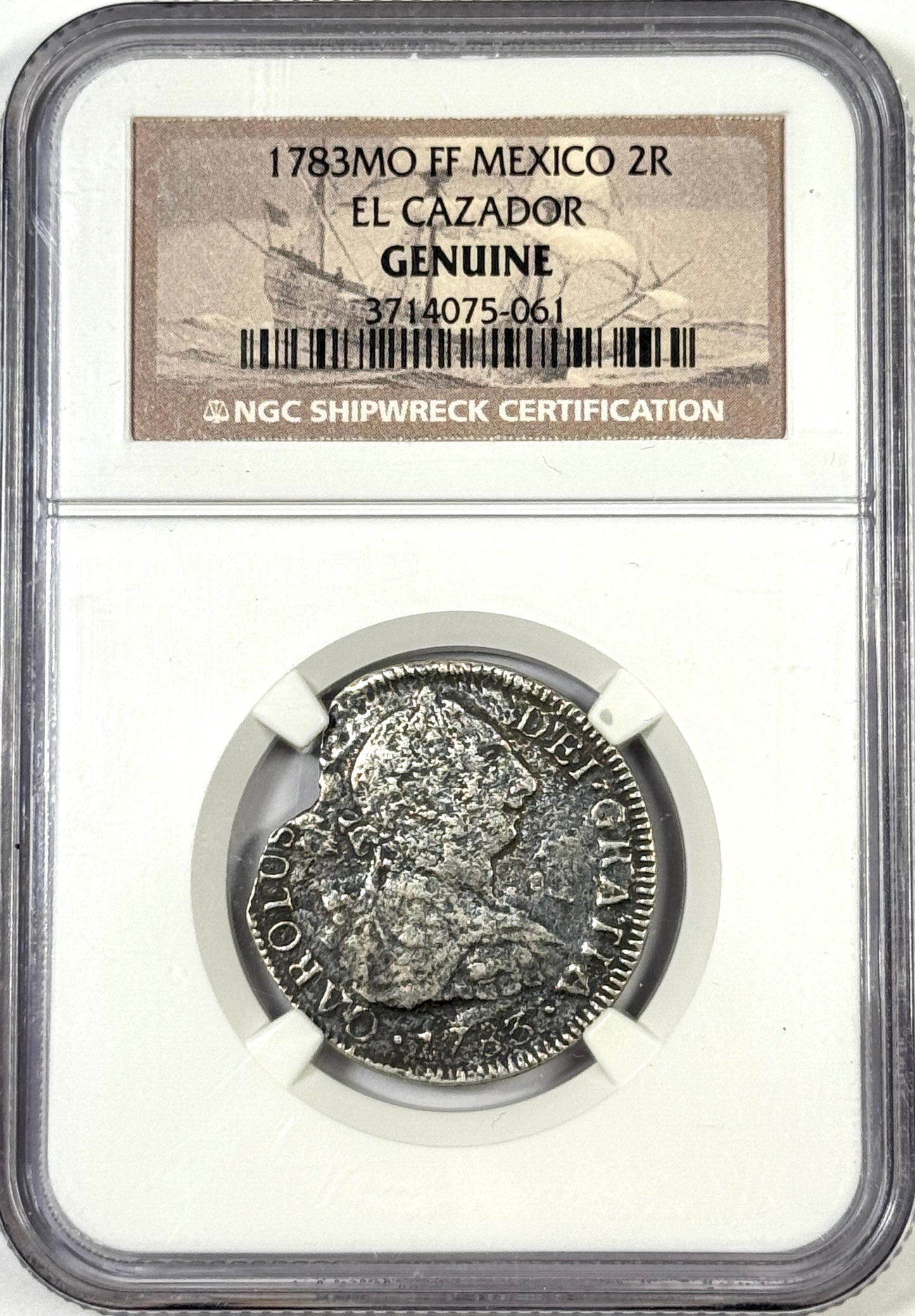 1783-Mo FF Colonial Mexico 2 Reales El Cazador Shipwreck Coin NGC Certified