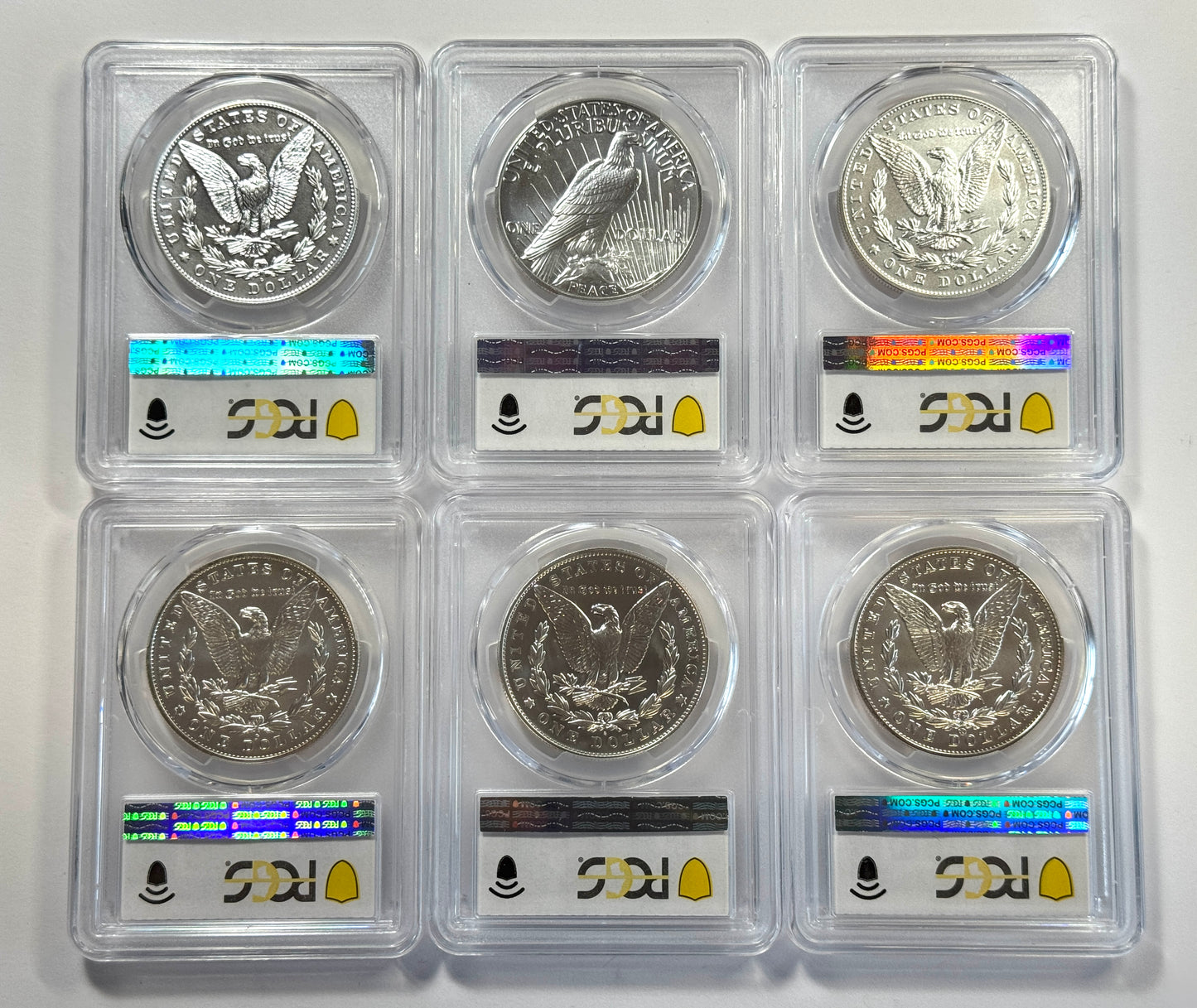 2021 Morgan and Peace Silver Dollar PCGS MS70 6-Coin Set - First Strike Set
