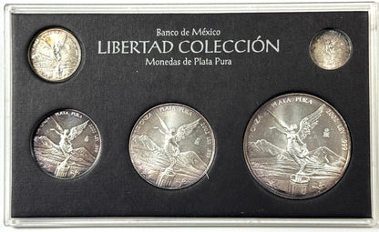 2002 Mexico 1, 1/2, 1/4, 1/10/ 1/20 oz - 5 Coin Set .999 Silver Libertad in Case