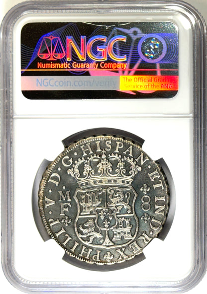 1741 Mexico 8 Reales Silver Coin AU Details - NGC Great Details Nice Seafoam Toning!