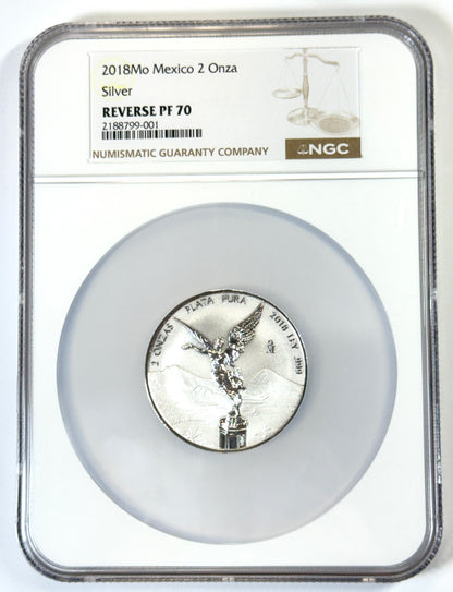 2018 Mexico Reverse Proof Silver Libertad 2 oz Silver Coin - Reverse PF70 NGC