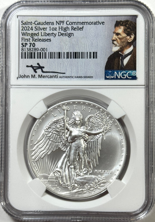 2024 Saint Gaudens Winged Liberty 1 oz silver High Relief SP70 NGC - Mercanti