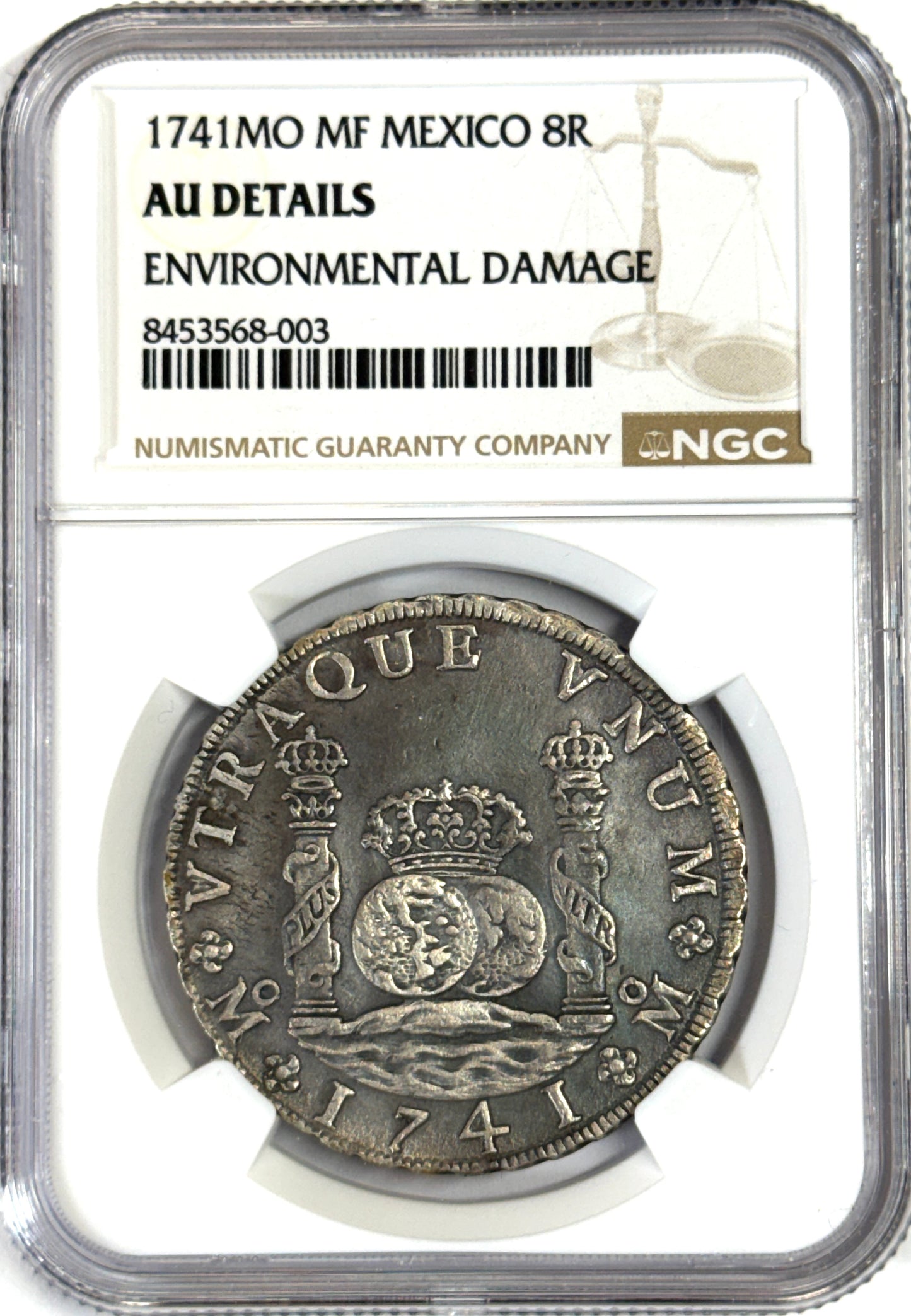 1741 Mexico 8 Reales Silver Coin AU Details - NGC Great Details Nice Seafoam Toning!