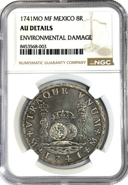 1741 Mexico 8 Reales Silver Coin AU Details - NGC Great Details Nice Seafoam Toning!